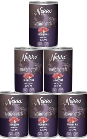 Nekko Monoprotein Adult Mokra Karma z jagnięciną dla psa 12x400g PAKIET