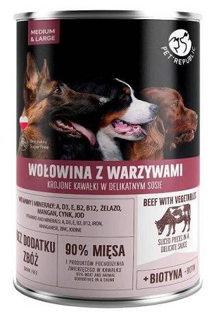 Pet Republic Adult Mokra Karma z wołowiną i warzywami dla psa 6x1250g PAKIET