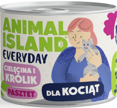 Animal Island Everyday Kitten Mokra Karma z cielęciną i królikiem w pasztecie dla kociąt 185g