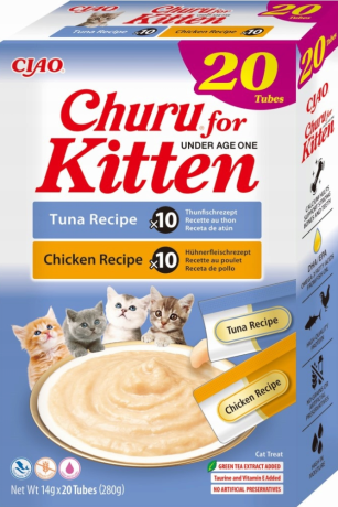 Inaba Kitten Ciao Churu Box Tuna&Chicken Recipe Przysmak dla kociąt 20x14g