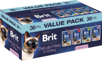 Brit Premium CAT Adult Sterilised Delicate Fillets in Gravy Value Pack Filety w sosie 36x85g PAKIET