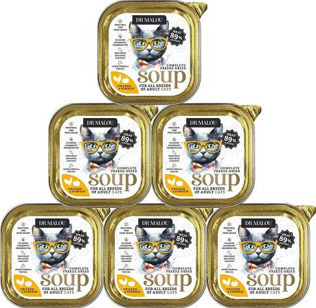 Dr Malou Freeze Dried Soup Liofilizowana Zupka z kurczakiem i dynią dla kota 10x12g PAKIET