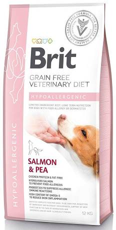 Brit Veterinary Diet DOG Hypoallergenic Salmon&Pea Karma sucha z łososiem i groszkiem op. 12kg