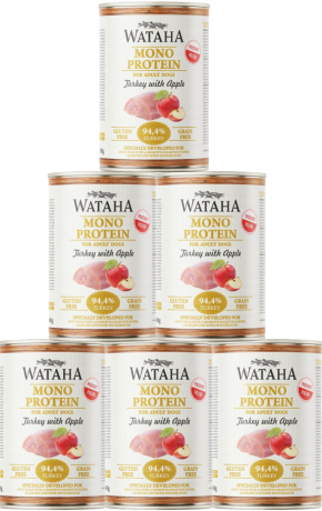 Wataha Mono Adult Turkey&Apple Mokra Karma z indykiem i jabłkiem dla psa 12x400g PAKIET