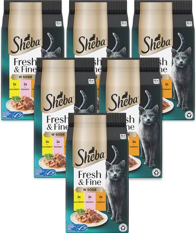 Sheba CAT Fresh&Fine in sauce Karma mokra z kurczakiem, łososiem i indykiem (sos)op. 6x(6x50g) PAKIET
