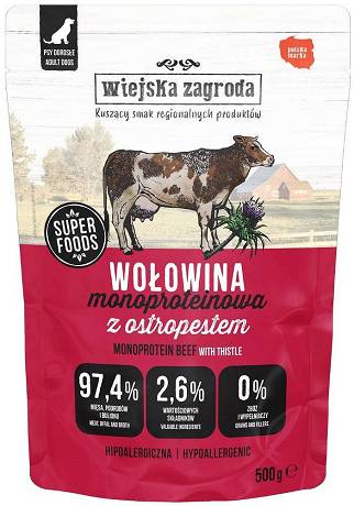 Wiejska Zagroda Mono Mokra Karma z wołowiną dla psa 500g