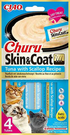 Inaba Churu Skin&Coat Tuna&Scallop Recipe Przysmak z tuńczykiem i przegrzebkiem dla kota op. 4x14g