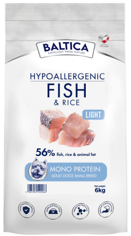 Baltica DOG Hypoallergenic Light Adult Small Fish&Rice Karma sucha z rybą i ryżem op. 6kg