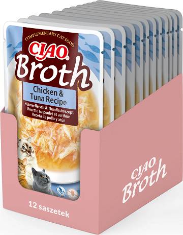 Inaba Ciao Broth Chicken with Tuna Recipe Karma mokra z kurczakiem i tuńczykiem dla kota op. 12x40g PAKIET