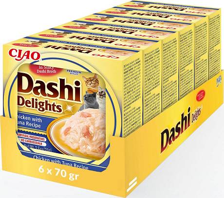 Inaba Ciao Dashi Delights Chicken&Tuna Recipe Karma mokra z kurczakiem i tuńczykiem dla kota op. 6x70g PAKIET