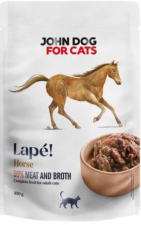 John Dog for Cats Adult Lapé Horse in Broth Mokra Karma z koniną w sosie dla kota 100g