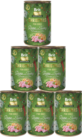 Brit Care DOG Christmas Rabbit&Turkey Mokra Karma z królikiem i indykiem dla psa 6x400g PAKIET