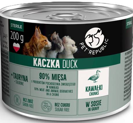 Pet Republic Sterilised Adult Mokra Karma z kaczką w sosie dla kota 200g