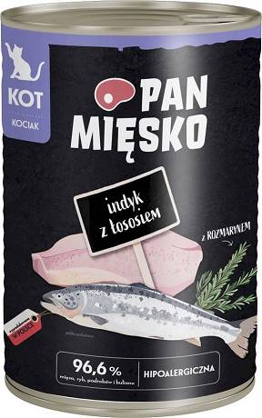 Pan Mięsko CAT Kitten Mokra Karma z indykiem i łososiem 400g