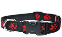 Chaba Czarna w czerwone łapki Obroża regulowana dla psa rozm. 25mm/33-60cm