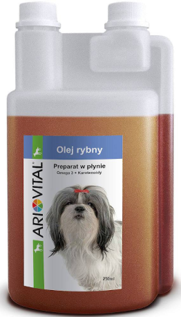 ArioVital Olej rybny Omega 3 + Karotenoidy suplemet diety dla psa poj. 500ml