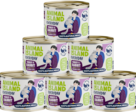 Animal Island Everyday Turkey&Rabbit Mousse Mokra Karma z indykiem i królikiem w musie dla kota 12x200g PAKIET