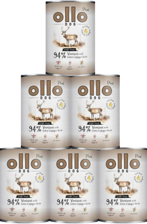 Ollo Plus Venison with Collagen Dog Adult Karma z jeleniem i kolagenem dla psa 12x400g PAKIET