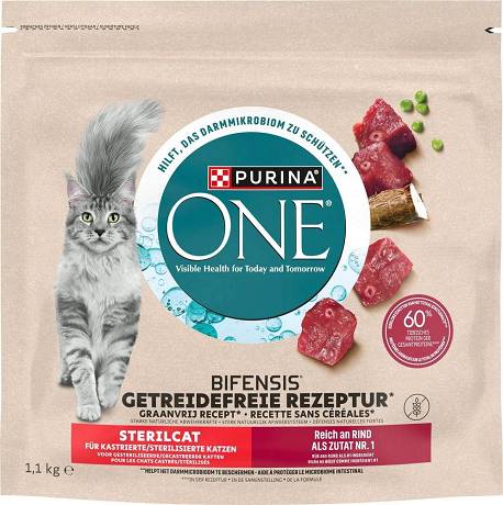 Purina ONE CAT Sterilcat Adult Karma sucha z wołowiną 1.1kg