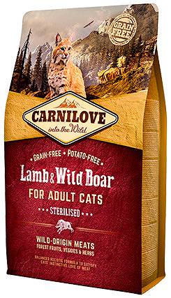 Carnilove CAT Grain-Free Lamb&Wild Boar Sterilised Karma sucha z dziczyzną i jagnięciną op. 2kg