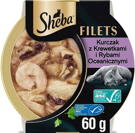 Sheba Filets Mokra Karma z kurczakiem, rybami oceanicznymi i krewetkami w sosie dla kota 60g
