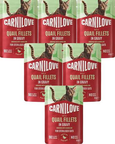 Carnilove CAT Sterilised Quail Fillets in Gravy Mokra Karma z przepiórką 12x85g PAKIET