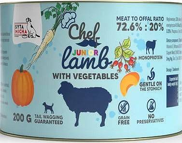 Syta Micha CHEF Junior Lamb Karma Mokra z jagnięciną dla szczeniaka 200g
