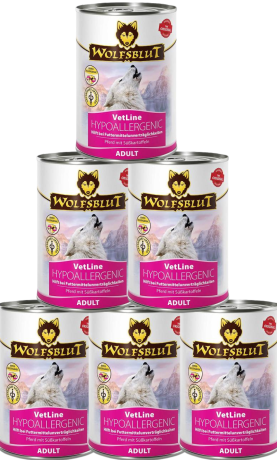 Wolfsblut DOG Adult VetLine Hypoallerginic Karma mokra z koniną op. 6x395g PAKIET