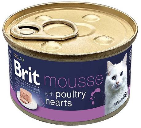 Brit Premium CAT Mousse Poultry Heart Mokra Karma z sercami drobiowymi 85g