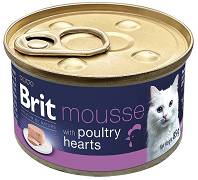 Brit Premium CAT Mousse Poultry Heart Mokra Karma z sercami drobiowymi 85g