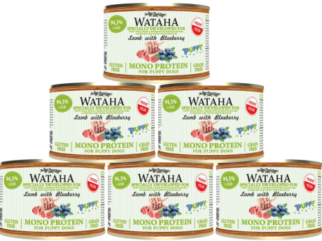 Wataha Mono Puppy Lamb&Blueberry Mokra Karma z jagnięciną i borówką dla szczeniaka 12x185g PAKIET