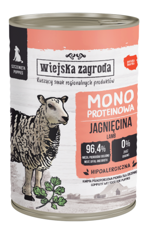 Wiejska Zagroda DOG Junior Monoproteinowa Karma mokra z jagnięciną op. 400g