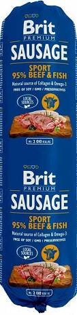 Brit Premium Sausage DOG Adult Sport Beef&Fish Karma mokra z wołowiną i rybą op. 800g