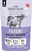 Wiejska Zagroda Sterilized Hypoallergenic Mokra Karma Fileciki z kurczakiem i wołowiną dla kota 85g