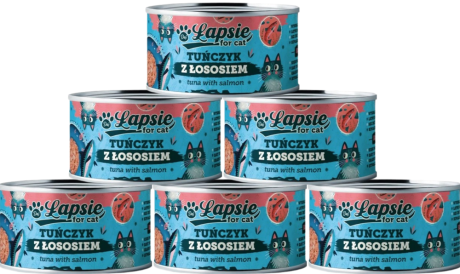 Łapsie Adult Mokra Karma z tuńczykiem i łososiem dla kota 12x80g PAKIET