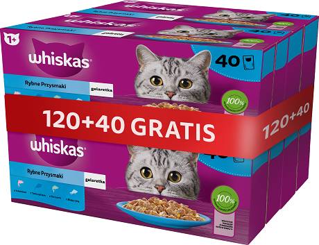 Whiskas CAT Adult Karma mokra rybne przysmaki (galaretka) op. 160x85g (3+1 GRATIS)