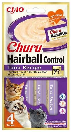 Inaba Ciao Churu Hairball Control Tuna Recipe Przysmak z tuńczykiem dla kota op. 4x14g