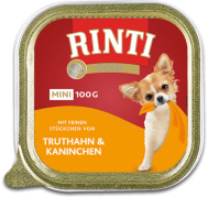 Rinti Gold Mini DOG (mit truthahn&kaninchenel) Karma mokra z indykiem i królikiem op. 16x100g PAKIET