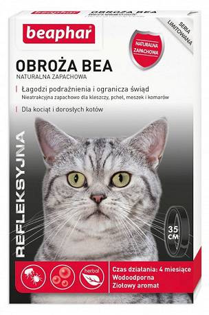 Beaphar Bea Obroża Ochronna Refleksyjna na kleszcze i pchły dla kociąt i kota dł. 35cm 
