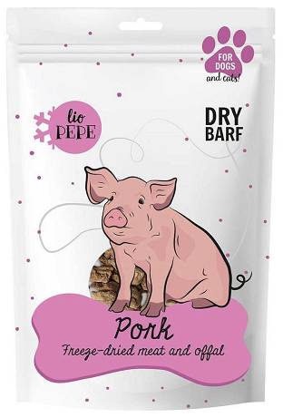 Paka Zwierzaka Lio PEPE Liofilizowane Przysmaki z wieprzowiny dla psa i kota 60g