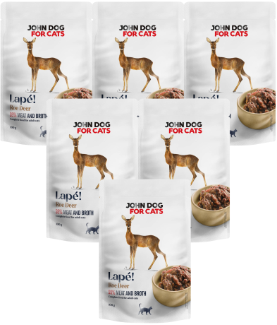 John Dog for Cats Adult Lapé Deer in Broth Mokra Karma z sarną w sosie dla kota 10x100g PAKIET