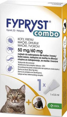KRKA Fypryst Combo Krople na kleszcze, wszy i pchły dla kota (1 pipeta 0.5ml)