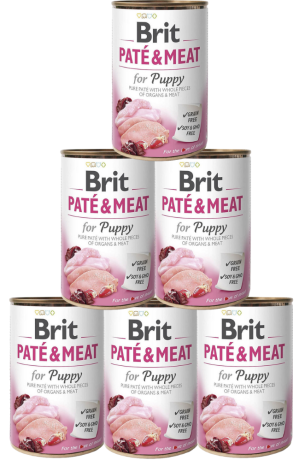 Brit Pate&Meat DOG Puppy Chicken&Turkey Karma mokra z kurczakiem i indykiem op. 6x800g PAKIET