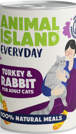 Animal Island Everyday Turkey&Rabbit Mousse Mokra Karma z indykiem i królikiem w musie dla kota 400g