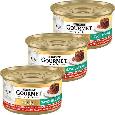 Gourmet CAT Gold Savoury Cake Karma mokra z wołowiną i pomidorami op. 12x85g PAKIET