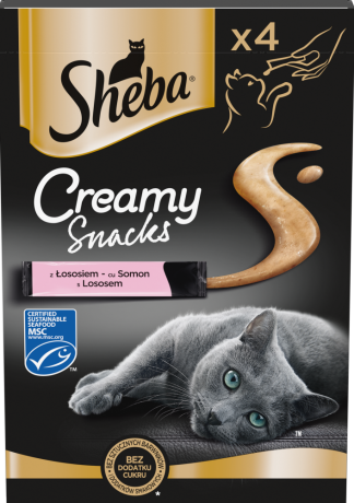 Sheba Creamy Snacks Przysmak z łososiem dla kota  4x12g