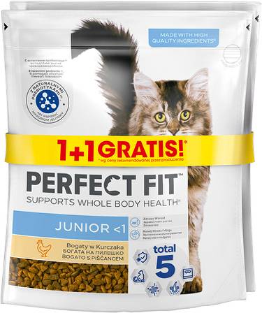 Perfect Fit CAT Junior Karma sucha z kurczakiem op. 750g + 750g GRATIS