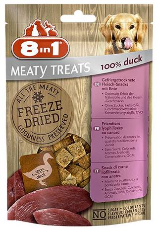8in1 Meaty Treats Freeze Dried Przysmak z kaczką dla psa op. 50g