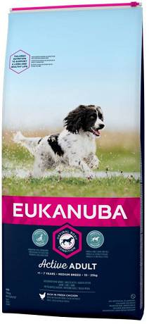 Eukanuba DOG Active Adult Medium Karma sucha op. 15kg+3kg GRATIS