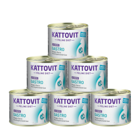 Kattovit CAT Feline Diet Gastro (Ente) Karma mokra z kaczką op. 6x185g PAKIET